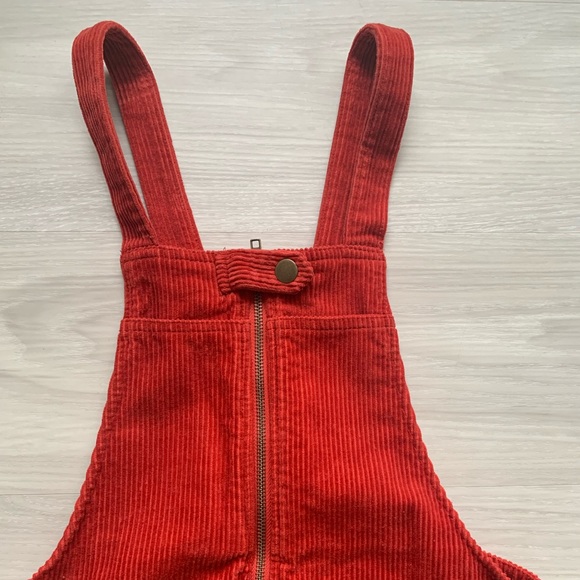 Forever 21 Red Corduroy Overalls Mini Dress w/ Pockets!! ❤️ - Picture 2 of 9